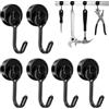Kisstta 6 ganci magnetici extra forti, 25 mm, magneti al neodimio, extra forti, per 15 kg, girevoli, colore nero, per appendere gadget, per soffitto, cucina, ufficio, barbecue, garage