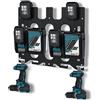 TOPOWN 3in1 supporto da parete per batterie Makita caricabatterie e trapani a batteria, stabile supporto per batterie per 4 caricabatterie e trapani a batteria, da ordinare in officina e garage, Nero