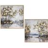DRW Set di 2 quadri tela con un paesaggio di Rio e cornice in legno naturale in bianco, verde e grigio 80x80x3,5 cm