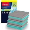 Vileda ProClean Multipack 10 Panni in Microfibra | Enzimi Attivi per Igiene Prolungata | Elevato potere pulente | Eccezionale Assorbenza | Lavabili in lavatrice | Turchese Grigio | Confezione da 10