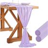 Soardream 1 pezzo in mussola per matrimonio, runner da tavolo, champagne, 68,6 x 304,8 cm, runner da tavola di garza, per romantico, matrimonio, decorazione da tavola in stile bohémien, 2 pezzi, viola