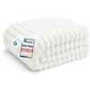Bedsure Coperta Pile Divano Letto - Coperta Morbida Calda a Coste, Plaid Spessa per Soggiorno e Camera, Coperta Pile Invernale, Copridivano, XL 150x200 cm, Bianco