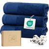 Ferò Set Asciugamani Ospite Lusso 3 Pezzi, Cotone Premium 100% 550 g/m², OEKO-TEX, Asciugamani Piccoli Ultra Morbidi e Assorbenti, Design Italiano, Asciugamani Bidet 30x50 cm, Blu Navy