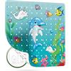 SilverRack Tappetino da doccia per bambini, antiscivolo, 53x53 cm, motivo delfino, senza BPA, per bambini, lavabile in lavatrice e resistente alla muffa, tappetino da doccia stampato