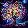 NEWENMO 5D Albero della Vita Diamond Painting Kit Adulti,DIY Albero Luminoso Pittura Diamante Kit,Cartoon Misterioso Diamond Art Kit,Dipinti Decorazioni per Pareti Domestiche,Regalo di Casa,30x30cm