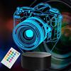 Posshe - Regalo per Fotografi Uomini, Lampada da Notte 3D con Telecamera e Telecomando, 16 Colori Cambianti, Timer, Dimmerabile, Modalità Lampeggiante RGB, Regalo Fotografico per Uomini Donne
