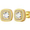 Silvora Orecchini a perno in argento 925, con zirconi quadrati, larghezza 11 mm, con zirconi cubici, idea regalo per uomo e donna, Argento sterling