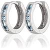 NKlaus coppia di orecchini a cerchio in argento 925 da 12 mm con zircone azzurro, placcati in rodio 2128