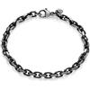 Aka Gioielli® - Bracciale in Argento Sterling 925 Nero Brunito Uomo - Catena Maglia Link 5mm Effetto Ossidato - 21 cm