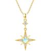 REDSUN Collana con pietra di luna S925, in argento Sterling a ottanta punte, con ciondolo a forma di stella, platino/oro/oro rosa, per donna, ragazza, mamma, figlia, moglie, regalo, 20 mm x 27 mm