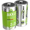 Ansmann 2x Batterie Ricaricabili Stilo Mono D - 5000 Mah 1,2 V Nimh - Pila A Ricarica Veloce - Fino A 1000 Cicli Di Ricarica Eco-friendly, color Argento, 2 Batterie