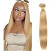 Hxxcoup Straight Bundles Human Hair Extension tessuto capelli Umani Double Weft Brazilian Virgin Human Hair #27 Honey Blonde Minimal Tangle & Shedding For Women 100g/1pc 14 Pollice