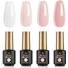Biutee Smalto Semipermanente Unghie UV LED Soak-Off, 4 Colori Nude Trasparente Lattiginoso, Per Manicure Fai Da Te e Studio, 8ML 4PCS