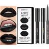 Riroenst Rossetto liquido 3 in 1 nero opaco ad alta pigmentazione per donne e ragazze, confezione da 3