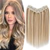 TESS Extension Capelli Veri Clip Balayage biondo 40 cm, Modulo U aggiornato Extension Clip Capelli Veri Fascia Unica 5 Clips Extension Capelli Clip 65 g #12P613 Castano chiaro/Biondo chiaro per Donna