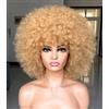 ISAMY Parrucca afro anni '70 per donne di colore, capelli corti ricci afro crespi rimbalzanti enormi soffici parrucca sintetica di alta qualità per cosplay e uso quotidiano (biondo)