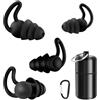 KOSLEOW Tappi per le Orecchie per Dormire, 2 Paia Cuffie Antirumore Riutilizzabili in Silicone con Design ad Alette, per Studio, Lavoro, Nuoto, Concerto, Motociclo - Con Custodia Portatile