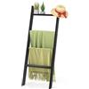 FANTASK Scala portasciugamani a 4 livelli, 128 cm, montaggio a parete con supporto a soffitto, portata fino a 50 kg per livello, per camera da letto e bagno (nero)