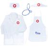 FUIPVGI Costume da dottore per bambini, set da dottori, per ragazze e ragazzi, camice da laboratorio con cappuccio, stetoscopio in plastica, per giochi di ruolo, Halloween, cosplay e feste (bianco)
