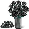 Booyuer Kit Costruzione Bouquet di Fiori, 634 Pcs, 12 Rose Nere Decorativi per Ufficio o Casa, Regali per Compleanno Bambini, San Valentino per Lei o Lui, Donne Adulte, Festa della Mamma, Natale