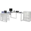 Composad | Scrivania angolare, Cassettiera e Libreria Bassa con 2 Ripiani della Linea DISEGNO, Set di 3 Mobili per Ufficio, Ufficio Moderno, Colore Bianco Laccato, Made in Italy