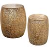 DRW Set di 2 sgabelli rotondi in metallo dorato 46x41x41 cm