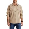 Enlision Camicia Uomo Casual Maniche Lunghe Cotone Stile Cargo Overshirt di Peso Medio Resistente con Doppie Tasche per Lavoro Outdoor Nero S