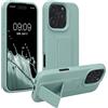 kwmobile 1x Custodia Compatibile con Apple iPhone 16 PRO - Cover Supporto Dita - Back Case per Smartphone - Protezione Gommata Menta