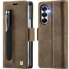 Teeirllim Custodia per Samsung Galaxy Z Fold 7, Blocco RFID PU Pelle Portafoglio Flip Case, Carta Fessura, Funzione Supporto, Antiurto Case Cover per Samsung Galaxy Z Fold 7 - Marrone