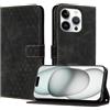 YIRRANZD Custodia per iPhone 15 PRO, Cover a Libro in Pelle PU con Slot Cart e Silicone TPU Bumper, Flip Caso Portafoglio Cover per iPhone 15 PRO (Nero)