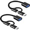 YRIKE Adattatore USB C/Adattatore OTG da Micro a USB, 2 in 1 TYPE C e Adattatore da MICRO a USB 3.0 OTG (2 pezzi), Compatibile con Dispositivi MacBook Android tipo c/Micro (Nero)