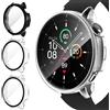 iVoler 3 Pezzi Cover con Vetro Temperato per OnePlus Watch 3 43mm / Oppo Watch X2 Mini, Copertura Completa Pellicola Protettiva Custodia Antiurto Anti-Graffio Rigida Case, 2 Trasparente + 1 Nero