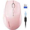 TECKNET PRO Mouse Wireless, Mouse Wireless Silenzioso Ericaricabile, 6400 DPI Topo Ottico Ergonomico Regolabile per laptop, Mac, PC, Windows