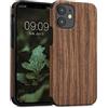 kwmobile Custodia morbida compatibile con Apple iPhone 12 mini - in silicone TPU e legno - Back Cover ibrida per cellulare - Venature marrone