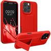 kwmobile 1x Custodia Compatibile con Apple iPhone 16 PRO - Cover Supporto Dita - Back Case per Smartphone - Protezione Gommata Rosso