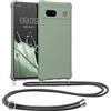 kwmobile Custodia Compatibile con Google Pixel 7a Cover - Back Case in Silicone TPU - Protezione Smartphone con Cordino - verde grigio