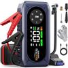 YaberAuto Avviatore Emergenza per Auto 7500A con Compressore 150PSI, YaberAuto Booster Avviamento Auto per Tutti Gas/8.0L Diesel, 12V Starter Batteria, Guanti isolanti, 800 lumen Torcia