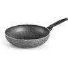 RollitPop Wok Padella Antiaderente Ø 28cm in Alluminio, Made in Italy, Facile da Pulire, Qualità Superiore e Antiaderenza Perfetta, Leggera ed Ergonomica, No Induzione (Ø 28cm)
