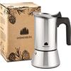 Groenenberg Moka induzione 4 Tazze (200 ml) | Caffettiera induzione (Acciaio Inox) + filtro riduttore | Moka con Guarnizione di ricambio & istruzioni