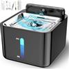 PLOOHT Fontanella per Gatti Senza Fili, Fontanella per Gatti con Sensore di Movimento 3,2L, Alimentato a Batteria, Batteria Ricaricabile Incorporata 4000mAh, con Pompa Silenziosa e Filtro, Nero