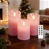 AnnSpa 3 Sets Candela LED Senza Fiamma a Batteria con Telecomando, Cera Vera Mossa tremolante stoppino Sfarfallio Ambra Candele gialla, Cera Unscented per Regalo e Decorazione - Rosa