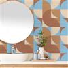 VaryPaper Carta da Parati Geometrica Blu Marrone Moderna 44.5cmx200cm Pellicola Adesiva Geometrica in Vinile Carta Adesiva per Pareti Camera Letto Bagno Impermeabile Pellicola Mobili Cassetti Armadio