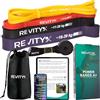 Revity Elastici Fitness - Set di 4 Elastici Palestra, con Guida PDF, Ancoraggio per Porta e Borsa da Trasporto - Banda Elastica per Trazioni e Allenamento Fitness in 100% Lattice Naturale