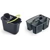 Mery | Set Secchio Rettangolare con Strizzatore + Cestino Pulizie | Casa Organizzata | Blu/Bianco
