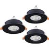 Eglo Barranco - Set da 3 faretti LED incasso, soffitto orientabili in plastica colore nero, bianco caldo, con lampadina GU10