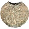 DRW Vaso da tavolo con forma rotonda in metallo dorato 30x32x12 cm