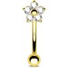 Jewseen Rook - Orecchino per sopracciglio, in oro giallo 14 K, 16 G, anello per labbro, barretta curva con zirconia cubica, per donne e uomini, 16G 8MM, Zirconia cubica Oro giallo, Zirconia cubica