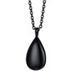 Epinki Ciondolo Urna Ceneri, Goccia Nero Collana Cremazione in Acciaio Inossidabile per Donna Catena 50 CM