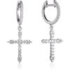 namana Orecchini Donna Argento 925 con Zirconi, Orecchini a Cerchio con Pendenti a Croce per Donna e Ragazza, Orecchini a Croce in Argento Sterling 925