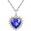 HMOOY Collana Con Ciondolo A Forma Di Cuore Dell'oceano Con Ciondolo A Forma Di Cuore In Cristallo Placcato Oro Bianco Con Catena E Pietre Preziose A Forma Di Cuore E Argento-Placcato-Base